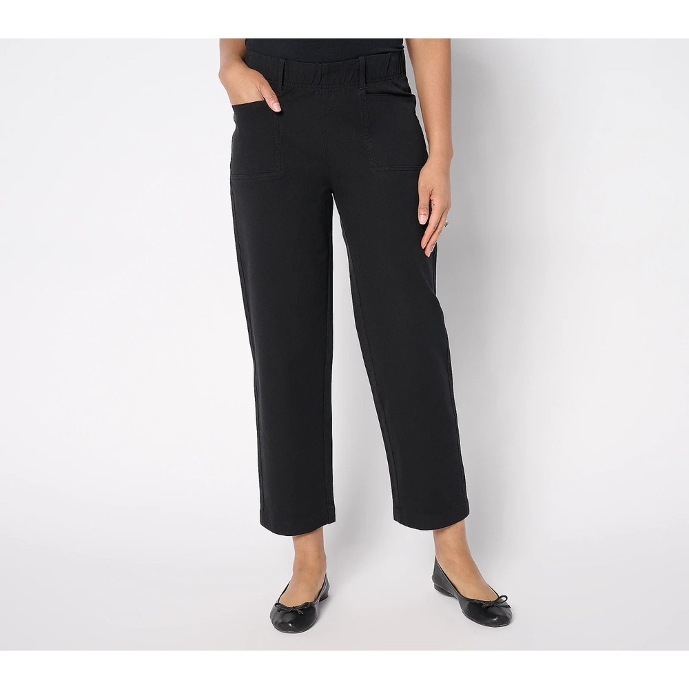AnyBody Regular‎ A11-Stretch Twill Straight Lee Ankle Pants Black, S  {#502-L